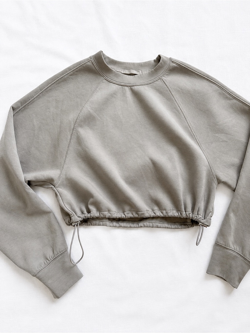 Abercrombie YPB Gray Cropped Drawstring Crewneck Sweatshirt Small Athletic
